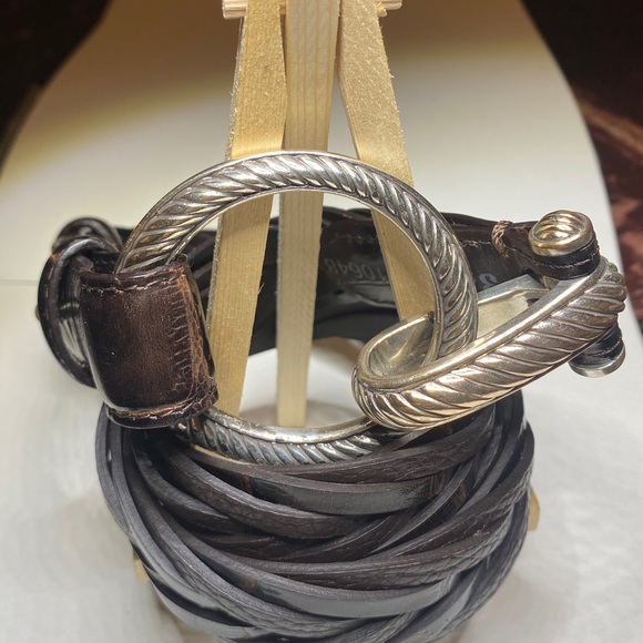 Source Unknown Accessories - Silver Tone O Clasp Braided Belt